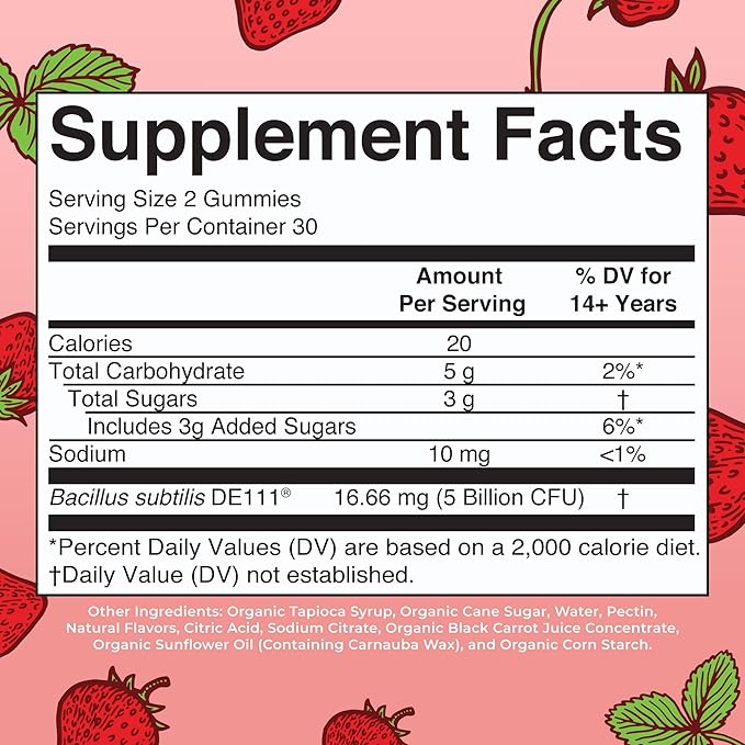 MARYRUTH'S USDA Organic Probiotic Gummies Probiotic Digestive Support | Immune Support | Digestive & Gut Health Supplement | 5 Billion CFU | Vegan | Non-GMO | Gluten Free | 60 Count