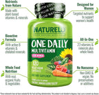 NATURELO One Daily Multivitamin for Women w/Vitamin B12, 120 Ct, Energy Support, Whole Food Daily Women Multivitamin Supplement, Nourish Hair/Skin/Nail, Non-GMO, No Soy, Gluten Free, 4 Month Supply