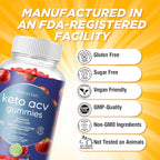 BionerLab Keto ACV Advanced Weight Loss Gummies - Apple Cider Vinegar Gummy for Belly Fat Burn - Support Metabolism Digestion Boost - Sugar Free with B12 B6 to Lose Weight & Ketogenic Diet Management
