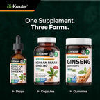 BIO KRAUTER® Ginseng Supplement - Pure Vegan Liquid Drops Korean Red Ginseng 696 mg per Serving 2 Fl.Oz 28-Day Supply - Used for Energy, Focus, Performance & Immune Support - Alcohol & Sugar Free
