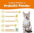 Zesty Paws Probiotics for Cats - Powder Meal Topper for Digestive, Immune System Support for Feline Biome - Premium DE111 Cat Probiotics for Digestive Health - Fiber & Yeast Extract - Pumpkin - 30 Ct