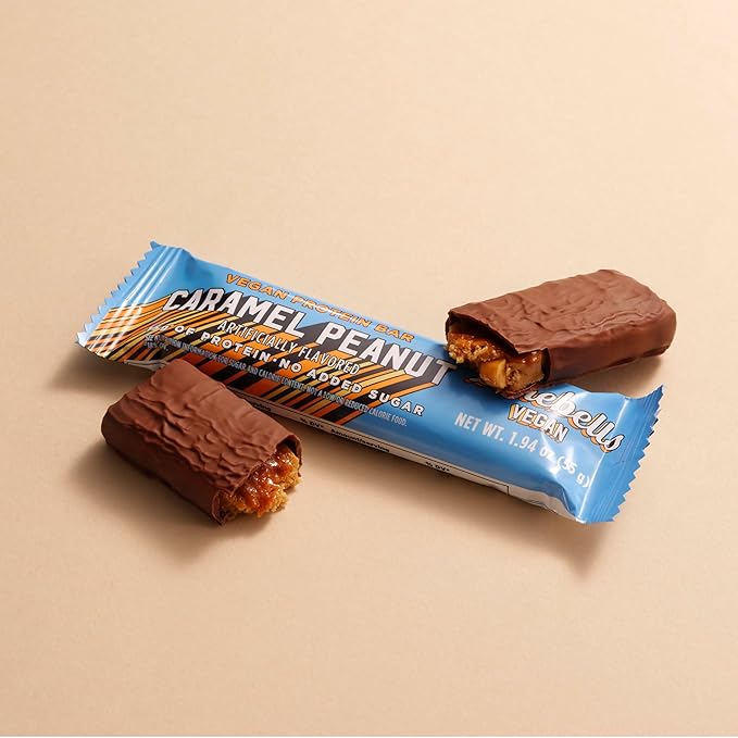 Barebells Vegan Protein Bars Peanut Caramel, Plant Based with High Protein - Chocolate Protein Bars - Perfect on The Go Protein Snack & Breakfast Bars 12 Count (Pack of 2)