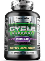 Iron Labs Nutrition: Cycle Support Plus NAC (N-Acetyl-L-Cysteine) - On Cycle Support Supplements for Men - N Acetyl L Cysteine and Milk Thistle (240 Capsules)
