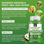 (2 Pack) Soursop Graviola Gummies - 2200mg Extra Strength Soursop Leaves Extract w/Sea Moss Extract 200mg, Zinc & Vitamin C - Supports Immunity, Liver & Digestive, Gluten Free, Vegan, 120 Gummies
