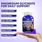 Lofux Magnesium Glycinate Gummies 400mg, Sugar Free Magnesium Gummies for Adults Women, Men, Chewable Supplement Gummy with L-Threonate, Vitamin D, B6, CoQ10 - for Calm, Sleep, Body Relaxation, 60 Ct