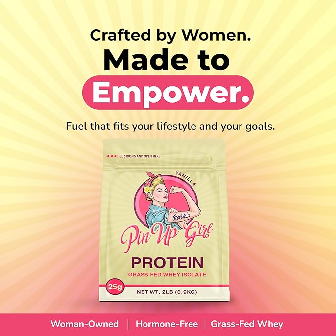 Pin Up Girl Whey Protein Isolate Powder | Vanilla | 25g of Protein Per Serving | Premium Muscle-Building Whey Protein for Women | Fat Free, Low Calorie, Low Carb, No Added Sugar (32 Ounces)