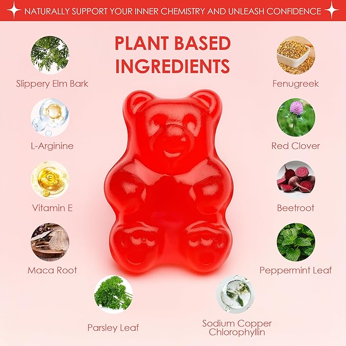 Pheromone Gummies for Women – Supports Inner Balance, Confidence & Social Vibe – Vegan, Non-GMO, Gluten-Free, Strawberry Flavor, 60 Gummies (1)