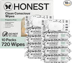 The Honest Company Baby Wipes for Sensitive Skin, Hypoallergenic, Fragrance-Free, Multi-Use, Pattern Play Design, 720 Count (8 Packs of 90)