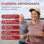 Astaxanthin Supplements 24mg Gummies with Resveratrol, Vitamin B1, Coconut Oil - Algae Organic Antioxidants for Men & Women Healthy Aging, Skin, Eyes, Immune - Vegan, Sugar-Free, Non-GMO, 120 Servings