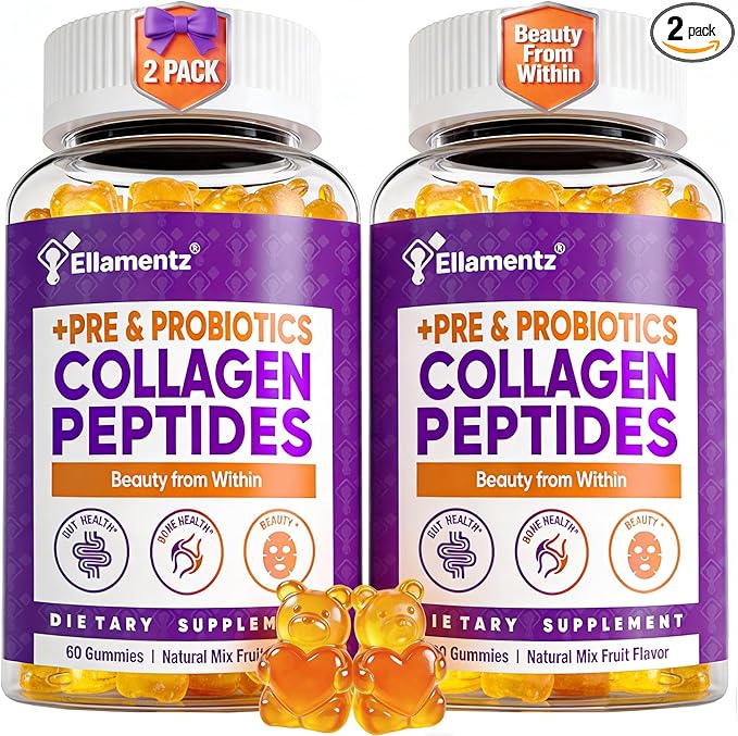 Collagen Gummies for Women Sugar-Free - Hydrolyzed Marine Collagen Peptides with Prebiotics & Probiotics,Niacinamide,Hyaluronic Acid ,Vitamin C Supplement for Hair, Nails, Gut Health, 120 Count