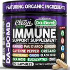 Organic Immune Support with PAU D'Arco Garlic Cayenne Pepper Oregano Ginger Grapefruit Onion Black Seed Sea Moss Black Pepper Zinc Eucalyptus Vitamin C Vitamin D Organic Soursop By Clean Nutra