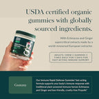 Gaia Herbs Rapid Defense Gummies - Supports Immune Health* - with Propolis, Ginger & Echinacea - USDA Organic - 60 Vegetarian Gummies (30 Servings)