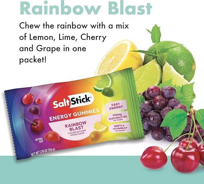 SaltStick Energy Gummies with Electrolytes, Variety Pack - Easy to Chew Electrolyte Gummy, Energy Chews that Taste Great - 10 Packs, 80 Gummies