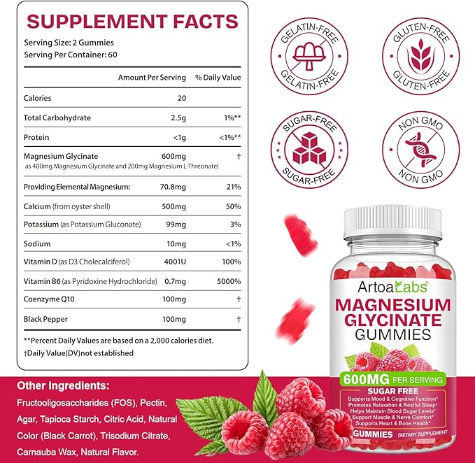 Magnesium Glycinate Gummies with L-Threonate,240 Count High Absorption Sugar Free Magnesium Potassium Supplement for Relaxation, Stress Relief, and Sleep Support for Adults & Kids