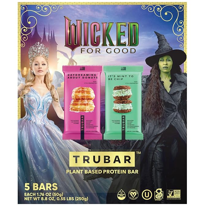 TRUBAR “Wicked” Vegan Protein Bar Variety Pack – It’s Mint to Be Chip & Daydreaming About Donuts, Plant Based, Gluten Free, Dairy Free, No Sugar Alcohols, 12g Protein, 11g Fiber, Healthy Snack Bars, 15 count