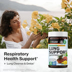 BIO KRAUTER® 8-in-1 Lung Detox for Respiratory Support - Lung Сleanse Gummies Mushroom & Herbal Supplements - 60 Mullein Gummies with Vitamin C, 30 Days of Supply, Blueberry Flavor, Non-GMO