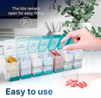 Extra Large Pill Organizer 2 Times a Day – XL Pill Box 7 Day with Big AM/PM Compartments – Fits Large Vitamins, Supplements & Gummies, for 7 or 14-Day Use, Color-Coded, Senior-Friendly, No Spills
