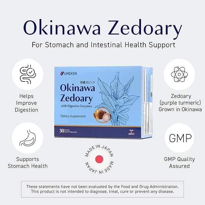 Umeken Okinawa Zedoary – Purple Turmeric with Fermented Cabbage Extract, Bitter Melon, and 5 Digestive Enzymes, Gut & Digestive Health Supplement, 1-Month Supply, 30 Count