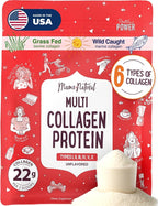 Multi Collagen Protein Powder Type I II III IV V X - Unflavored & Hydrolyzed 16Oz Pure Collagen Peptides Powder - Grass Fed Beef, Wild Fish Marine & USA Eggshell - Whole Body Collagen