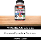 Kaya Naturals Adult Multi Vitamin Gummy, 120 Count, Biotin, Vitamin A, B-12, C & E, Including Zinc, Folic Acid, Strawberry Flavor (120 Gummies)