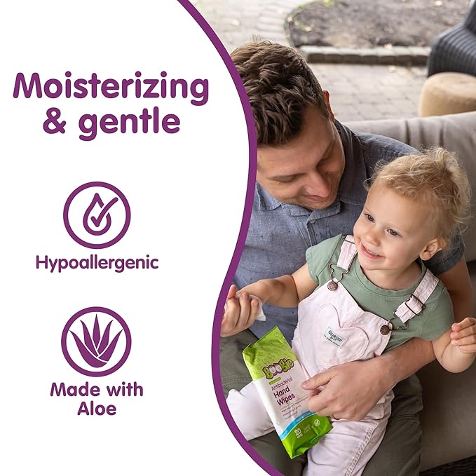 Antibacterial Hand Wipes by Boogie, Alcohol Free, Hypoallergenic and Moisturizing Aloe, Hand Wipes for Kids and Adults, Single Packs, 30 Wipes (Pack of 3)