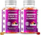 Vitamatic Prebiotic Fiber Gummies for Adults – 2 Pack (Total 120 Gummies) 7g Fiber per Serving | Extra Strength | Zero Sugar Added | Pectin-Based | Digestive Health & Regularity Support