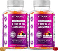 Vitamatic Prebiotic Fiber Gummies for Digestive Health & Regularity, Extra Strength, 7g Fiber per Serving, Zero Sugar Added, Made in USA, 60 Count (2 Pack)