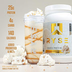 RYSE Loaded Protein Powder - Vanilla Peanut Butter - 25g Whey Protein Isolate & Concentrate with Prebiotic Fiber & MCTs - Low Carb, Low Sugar, Digestive-Friendly - 27 Servings / 2 lb Tub