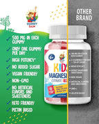 Sugar-Free Magnesium Gummies for Kids & Teens - 500mg Calm Magnesium Citrate Gummies - Kids Magnesium Gummy - Chewable Magnesium Gummy Supplement for Sleep, Mood & Muscle Support - 2Pack