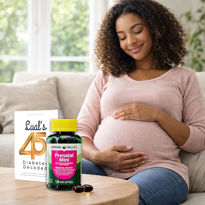 Spring Valley Mini Prenatal Vitamins for Women Softgels Bundle with Luall's 45 Diabetes Decoded. Mini Prenatal Vitamins for Women 120 Soft Gels