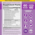 Vital Planet - Vital Flora Probiotics for Women Over 55 Daily Shelf Stable Probiotic 60 Billion CFU, 60 Diverse Strains, 7 Organic Prebiotics, Immune Support and Digestive Health 60 Capsules