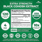 Zazzee USDA Organic Black Cohosh 10:1 Extract, 120 Vegan Capsules, 4 Month Supply, Actaea Racemosa, Women’s Health & Hormonal Balance Support, All-Natural, Non-GMO, Made in the USA