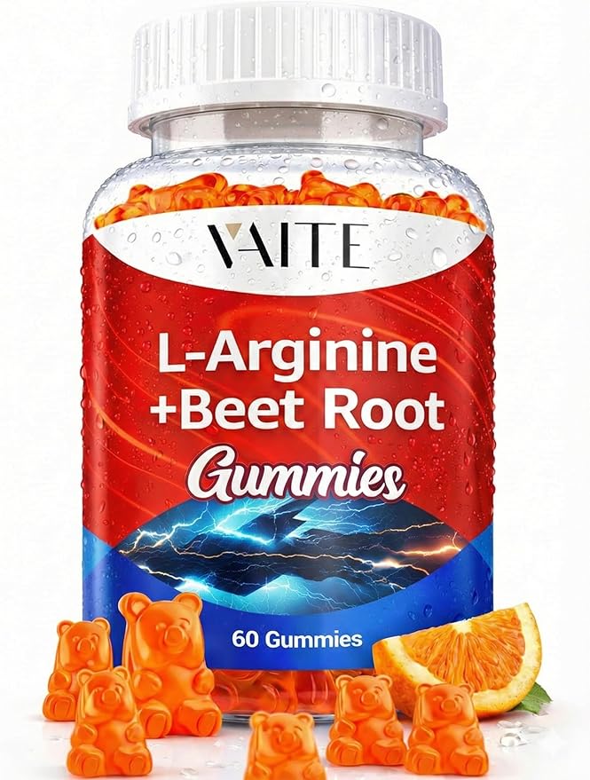 VAITE L Arginine Supplement Beet Root Gummies - Double Strength, Energy Boost, Circulation Support and Stamina, Organic Chewable Beets Supplements for Men and Women, Vegan Gummy, Non-GMO, Sugar-Free
