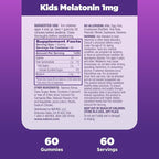 Natrol Kids Melatonin 1mg, Supplement for Restful Sleep, Sleep Gummies for Children, 60 Raspberry-Flavored Melatonin Gummies, 60 Day Supply