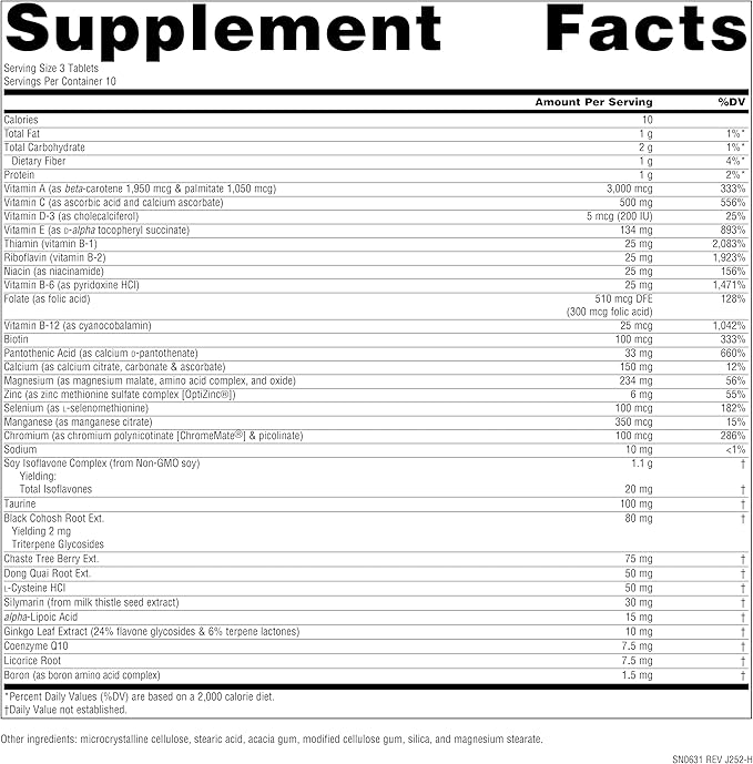 Source Naturals Menopause Multiple, Multi-System Support for Menopause*, Non-GMO Soy - 30 Tablets