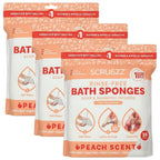 Scrubzz Disposable No Rinse Bathing Wipes for Sensitive Skin - All-in-1 Single Use Shower Wipes, Simply Dampen, Lather, and Dry Without Shampoo or Rinsing (Peach, 3-Pack)