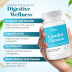 Candid Cleanse Supplement with GLP-1 Support - Oregano Leaf, Caprylic Acid & LactoSpore | Candida Support Pills for Digestive Health | Candida Cleanse Detox for Women & Men | 30