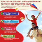 Kids, Teens & Adults Focus Gummies - Lions Mane Mushroom + Saffron + Algae Omega-3, 24-IN-1 Attention Supplement with Chaga, Magnesium, Methylated B12, B6 for Brain, Memory, Energy, Sugar Free, 60Cts