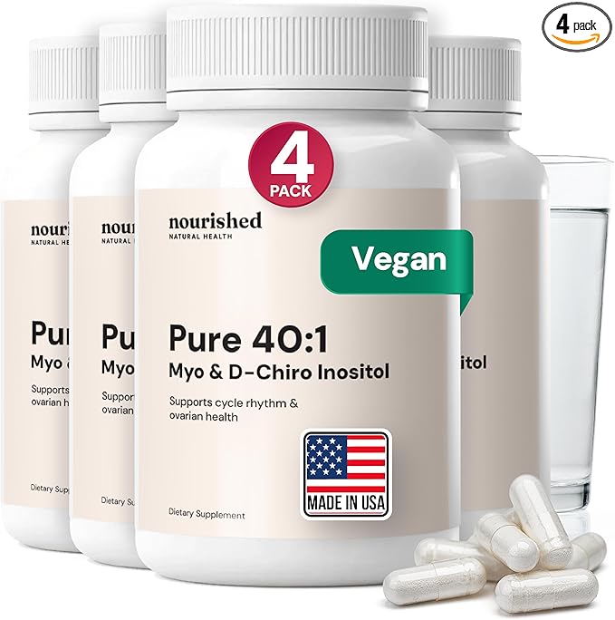 Nourished 40:1 Myo-inositol & D-Chiro Inositol Supplement for Women with Fertility, Skin Health, or Menstrual Cycle Symptoms - Hormone Balance for Women - 480 Capsules