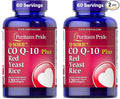 Puritan's Pride Q-Sorb™ Coenzyme CoQ10 Dietary Supplement for Heart Health, Oral Gum Health & Healthy Aging Support, Plus Red Yeast Rice for Improved Digestion, 120 Rapid Release Softgels,(Pack of 2)