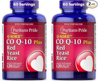 Puritan's Pride Q-Sorb™ Coenzyme CoQ10 Dietary Supplement for Heart Health, Oral Gum Health & Healthy Aging Support, Plus Red Yeast Rice for Improved Digestion, 120 Rapid Release Softgels,(Pack of 2)