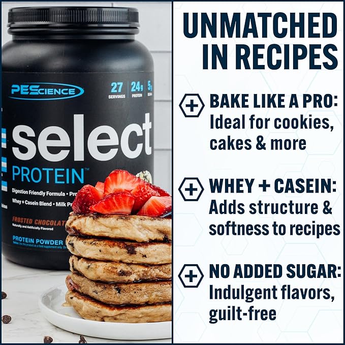 PEScience Select Protein Powder, Whey and Casein Blend, Lean Protein Powder for Women and Men, Low Calorie, Low Carb, Keto Friendly, Gluten Free, Frosted Chocolate Cupcake - 55 Servings