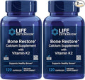 Life Extension Bone Restore with Vitamin K2 – Bone Health Supplement for Strong Bones – 3 Types of Absorbable Calcium, Vitamins D3 and K2, Minerals – Gluten-Free, Non-GMO – 120 Capsules (Pack of 2)