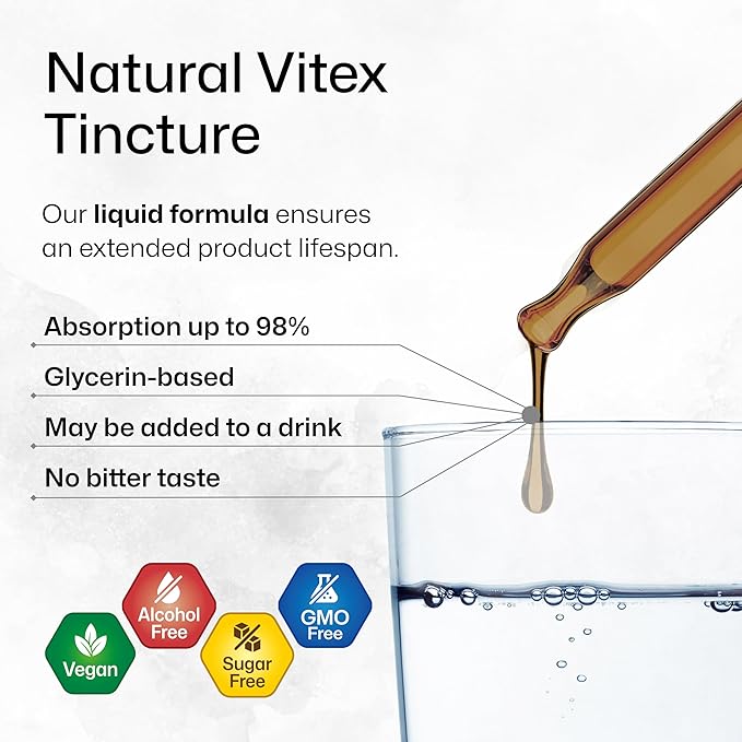 BIO KRAUTER® Vitex Chasteberry Supplement for Women & Menopause Support* - 4 Fl.Oz 56 Days of Supply - Pure Vegan Vitex Berry Tincture - Alcohol & Sugar Free, Non-GMO - Relaxation & Women's Wellness*