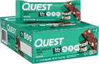 Quest Nutrition Mint Chocolate Chunk Protein Bars, 20g Protein, 1g Sugar, 4g Net Carb, High Fiber, Gluten Free, Keto Friendly, 12 Count
