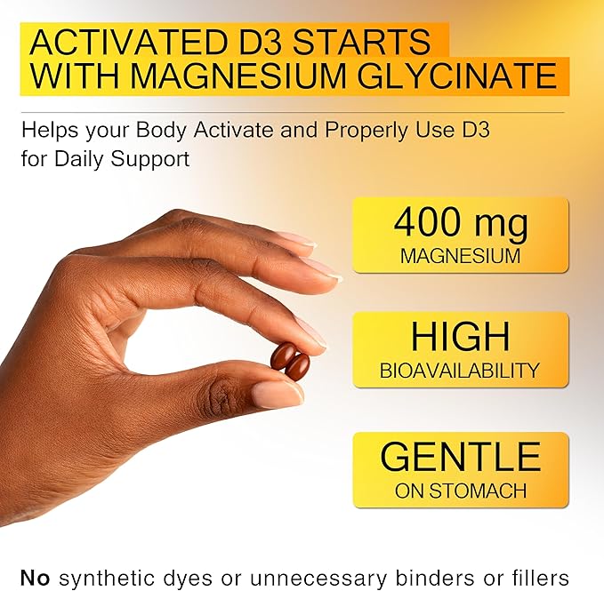 KEY ELEMENTS Vitamin D3 K2 10,000 IU with Magnesium Glycinate 400mg & Saffron 88.5mg - Mood, Immune, Bone Health - Vitamin D and K (MK-7) 200mcg - Non-GMO, Gluten-Free Softgels for Women & Men
