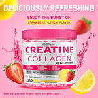Creatine for Women, 5000mg Creatina Monohidratada Gummies with Collagen & BCAAs for Muscle Recovery, Energy & Skin, Chewable Post-Workout Supplement, Sugar-Free, No Bloating, 4 Gummies Per Day