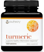 Youtheory Turmeric - 450 mg - with Black Pepper & Olive Leaf - Supports Joint & Brain Health* - Contains Bioenhancers, Curcuminoids & Herbal Extracts - 120 Tablets (40-Day Supply)