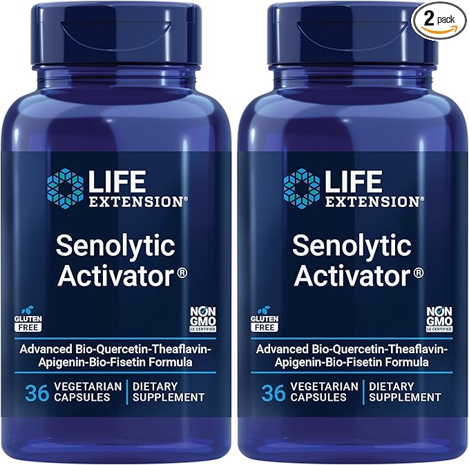Life Extension Senolytic Activator®*,Healthy Aging,Cellular Health Support,bioavailable quercetin and Fisetin,apigenin,Black Tea theaflavins,Gluten Free,Non-GMO,Vegetarian,36 Capsules,(Pack of 2)