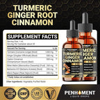 6in1 Liquid Turmeric Curcumin with Ginger, Berberine, Ceylon Cinnamon, Bitter Melon, Black Pepper - Drops Extract for Joint Support - 2Packs of 1 Fl Oz